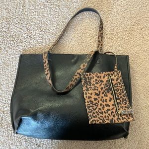Reversible Faux Leather Tote Bag